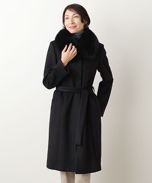 セール】 カシミヤ100％コート（ベルト付き） （ステンカラーコート