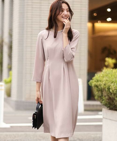 サテンジョーゼット タックワンピース （ロング・マキシ丈ワンピース