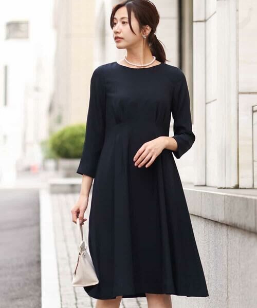 セール】 サテンジョーゼット タックワンピース （ロング・マキシ丈