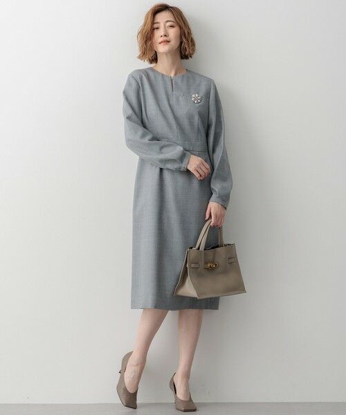 セール】 【洗える】ウールミックスジョーゼット ワンピース （ロング