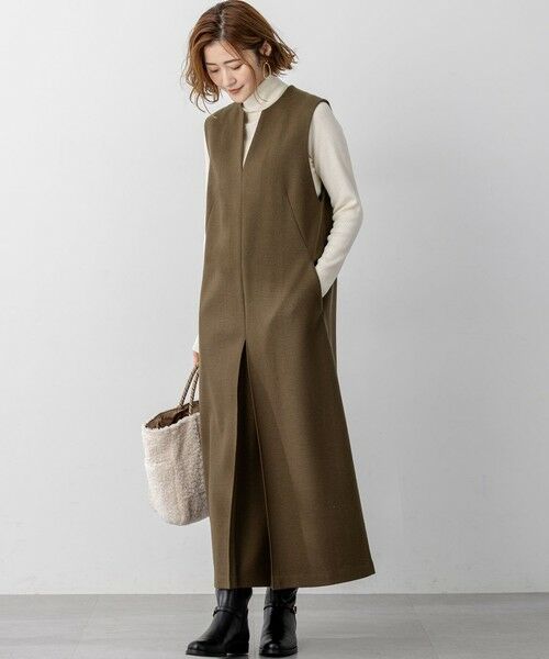 セール】 ウールミルドジャージー ボックスタック ジャンパースカート