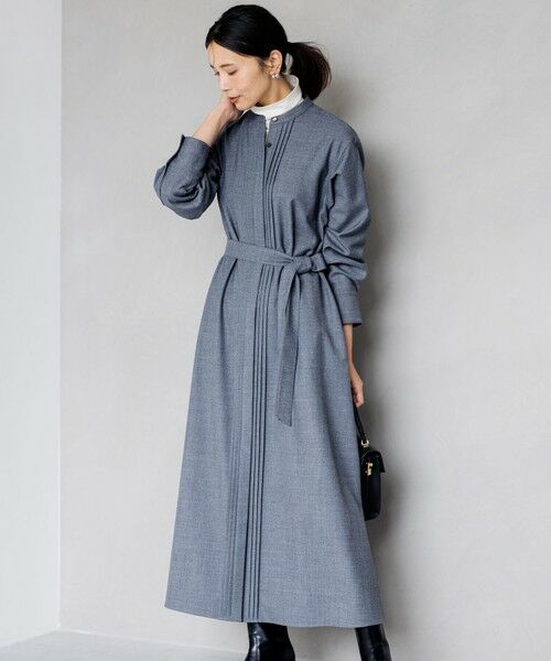 セール】 【洗える】ウールストレッチツイル シャツワンピース （ミニ