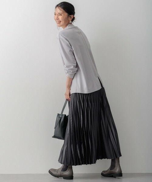 セール】 【洗える】ウールミルドジャージー リブデザイン カットソー