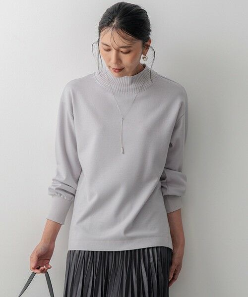 セール】 【洗える】ウールミルドジャージー リブデザイン カットソー