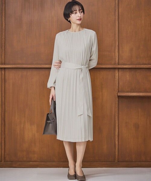 洗える】クリスタルアムンゼン プリーツワンピース （ロング・マキシ丈