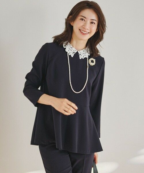 セットアップ対応/洗える】トリアセダブルジョーゼット 2WAYレース襟