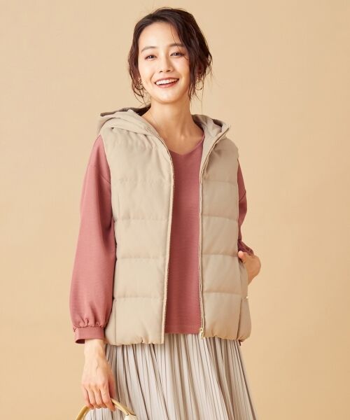 セール】 【洗える】サージツイルフード ダウンベスト （ダウン