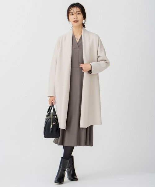 セール】 ウールジョーゼット フィットアンドフレア ワンピース