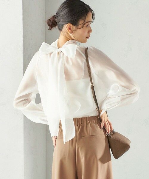 手洗い可能〉オーガンジー リボン ブラウス （シャツ・ブラウス