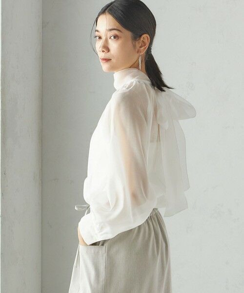 手洗い可能〉オーガンジー リボン ブラウス （シャツ・ブラウス