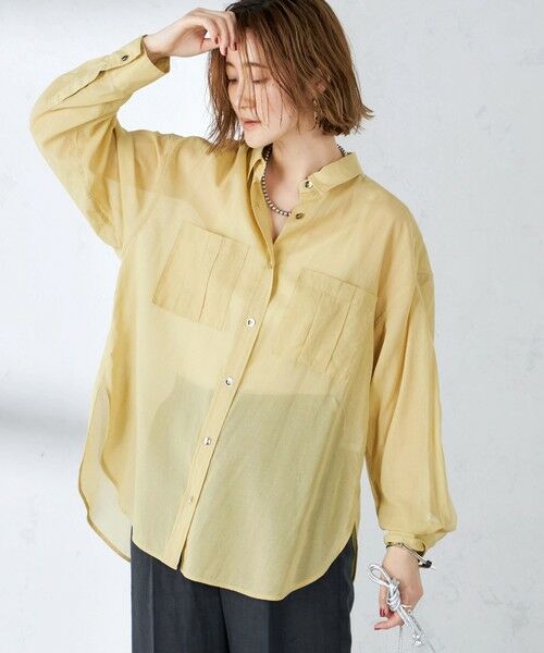 セール】 〈手洗い可能〉シアー ダブル ポケット シャツ ◇ （シャツ