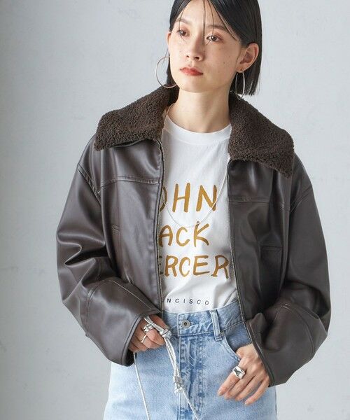 セール】 ボア カラー ブルゾン （レザーブルゾン・ジャケット