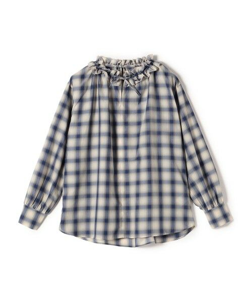 セール】 SHIPS Colors:〈手洗い可能〉オンブレチェック フリルネック