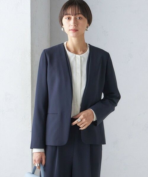 セール】 〈手洗い可能〉トリアセテート混 ダブルカラー ジャケット