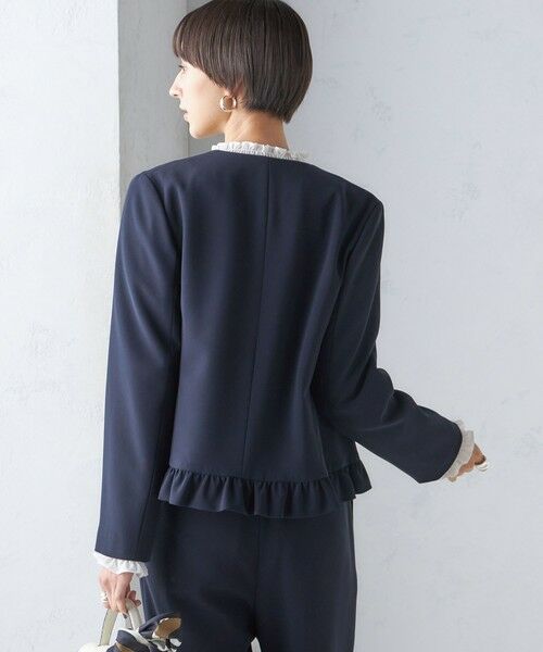 セール】 〈手洗い可能〉トリアセテート混 裾 フリル ジャケット