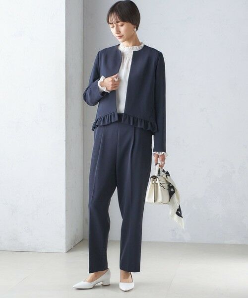 セール】 〈手洗い可能〉トリアセテート混 裾 フリル ジャケット