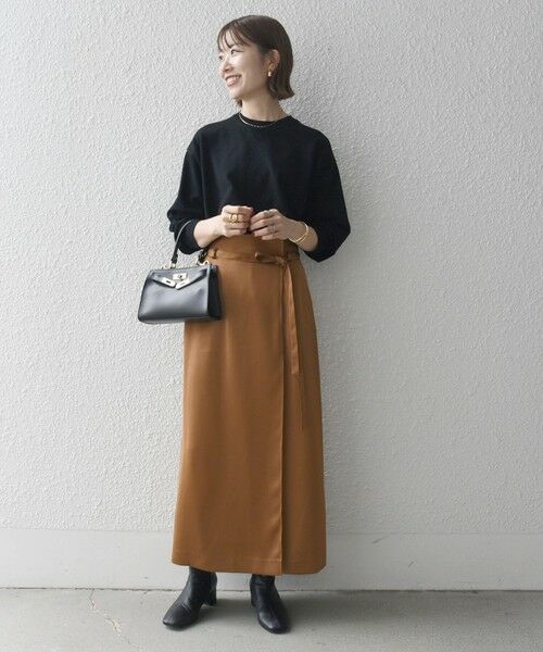 セール】 SHIPS any:〈手洗い可能〉サテン ラップデザイン ロング