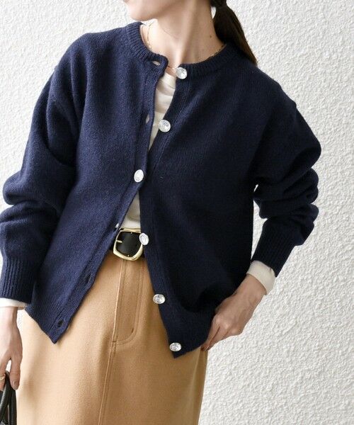 セール】 SHIPS any:〈手洗い可能〉ビジュー ボタン クルーネック
