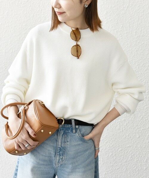 セール】 SHIPS any:〈手洗い可能〉アゼ コンパクト クルーネック