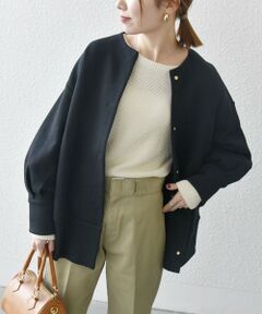 WEB限定】SHIPS any: ダブルジャージー ノーカラー コート 25SS （ノー