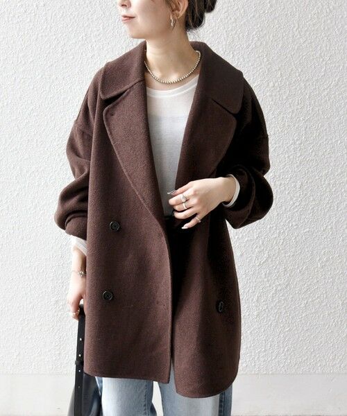 セール】 SHIPS any: リバー ダブル テーラード ミドル コクーン