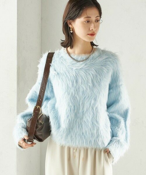 セール】 〈手洗い可能〉シャギー ファー クルーネック プルオーバー