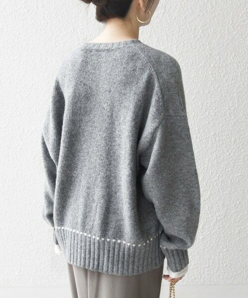 SHIPS any:〈手洗い可能〉ステッチ デザイン ルーズ ニット