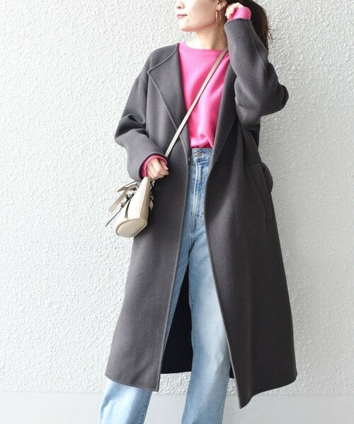 セール】 ノーカラーリバーコート◇ （その他アウター）｜SHIPS