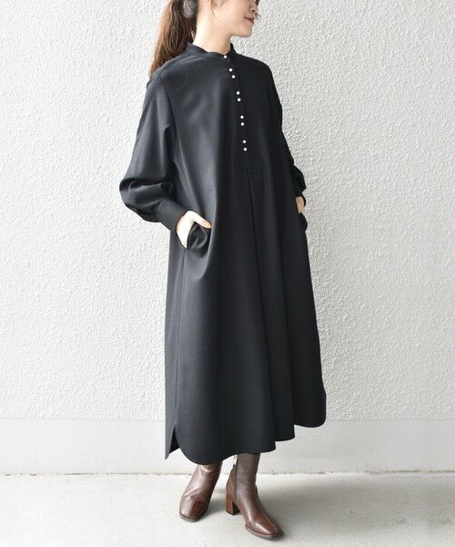 パールモチーフボタンワンピース◇ （ロング・マキシ丈ワンピース