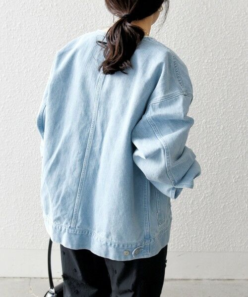 セール】 SHIPS any: ノーカラー デニム ブルゾン［SHIPS any DENIM