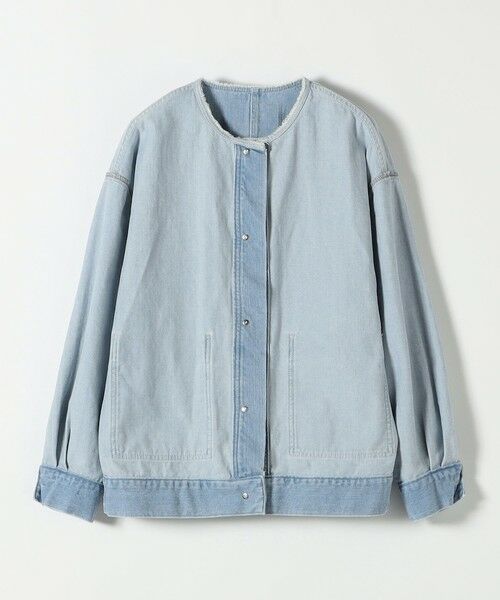 セール】 SHIPS any: ノーカラー デニム ブルゾン［SHIPS any DENIM