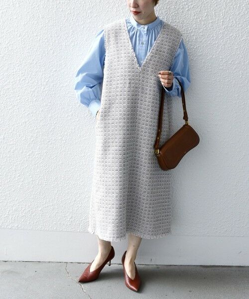 セール】 SHIPS any: ツイード Aライン ジャンパースカート （ロング