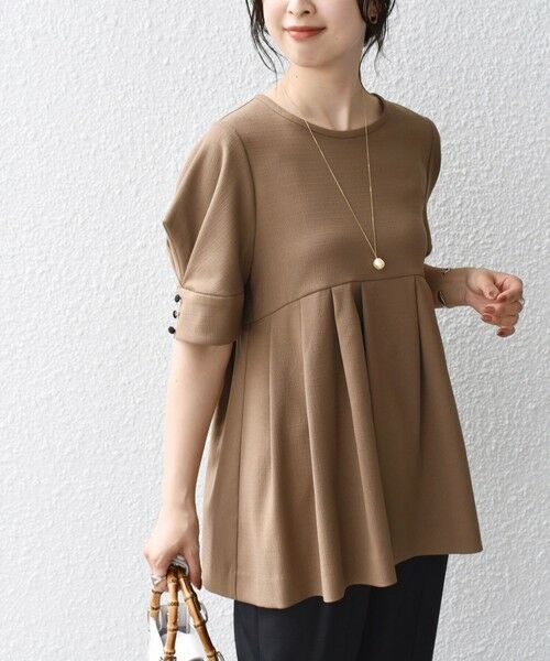 セール】 * 〈洗濯機可能〉リネンライク タック フレア ブラウス