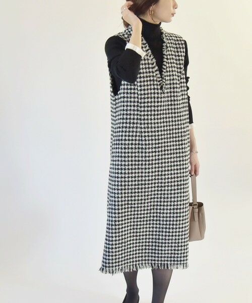 セール】 quaranciel: チェック ファンシー ツイード ジャンパー