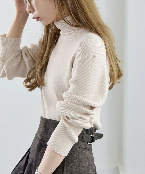 セール】 quaranciel:〈手洗い可能〉コットン タートルネック リブ