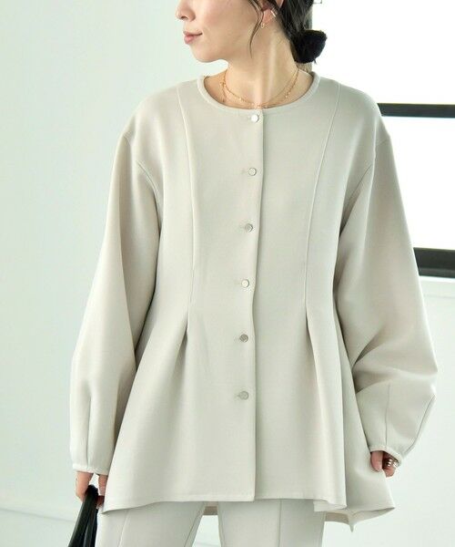 セール】 quaranciel:〈洗濯機可能〉 ダブルクロス ぺプラム ブラウス