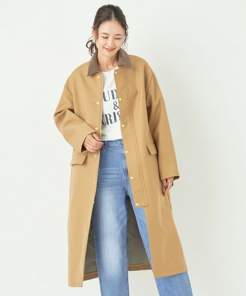 セール】 SHIPS Colors:コーデュロイカラー ボンディング コート 3