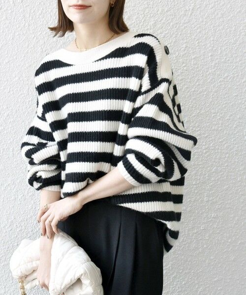 セール】 SHIPS any: AQUA カシミヤ ミックス ボートネック ニット