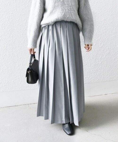 セール】 SHIPS any: ウーステッド ワイド プリーツ マキシ スカート 2