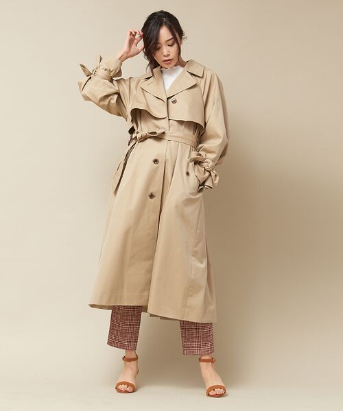 セール】 リボンスリーブトレンチコート （トレンチコート）｜qualite