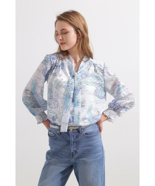 セール】 ◇ノーティカルプリントブラウス （シャツ・ブラウス