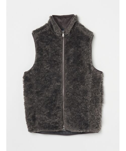 セール】 Men's upcycle eco fur zip vest （その他アウター）｜three