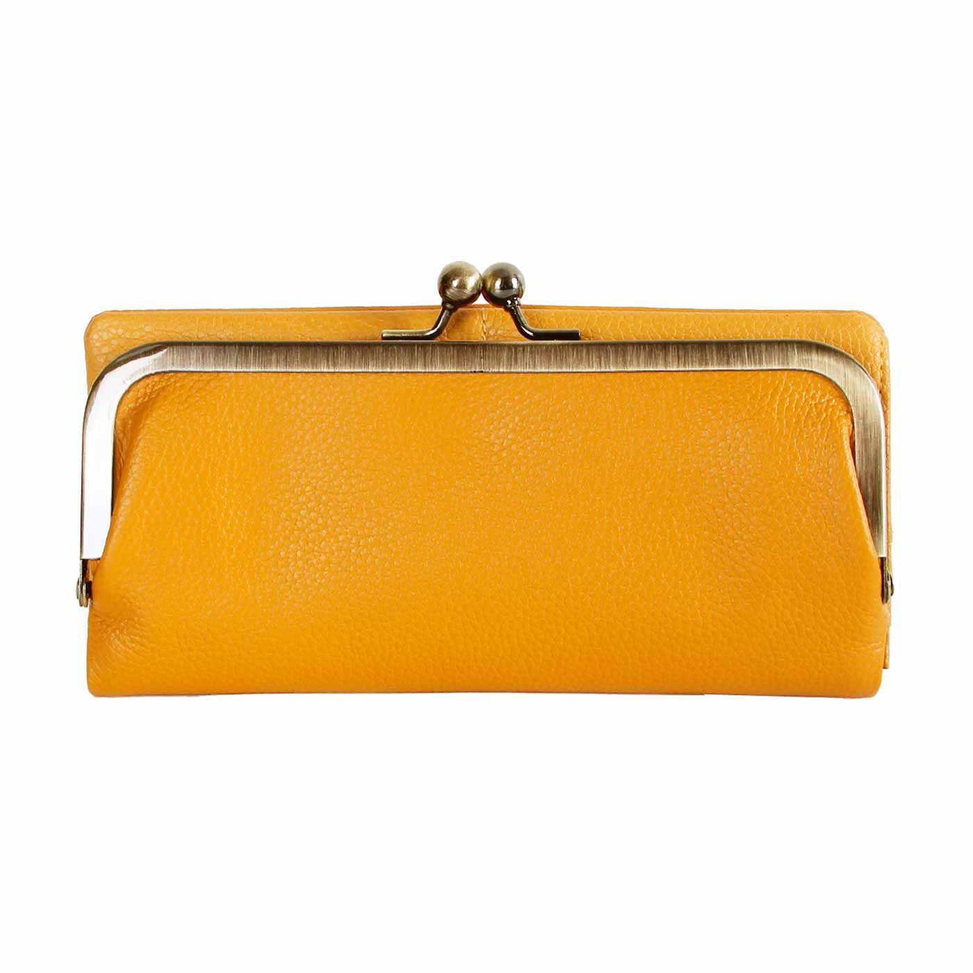 し*ん様 ミナペルホネン/Rosyロージィベージュ牛革キャメル/がま口牛革