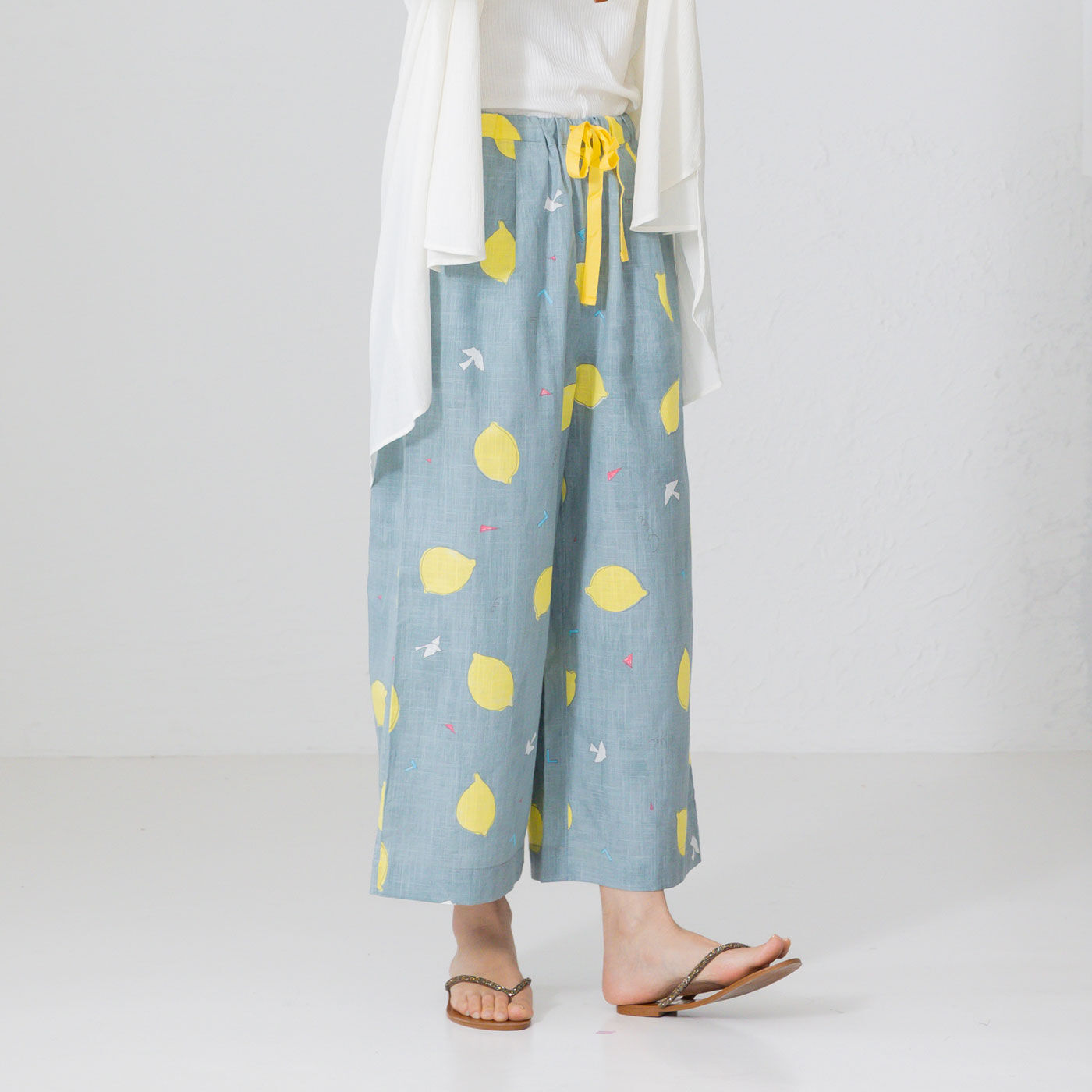 Subikiawa食器店さんとつくったレモン柄のガウチョパンツ
