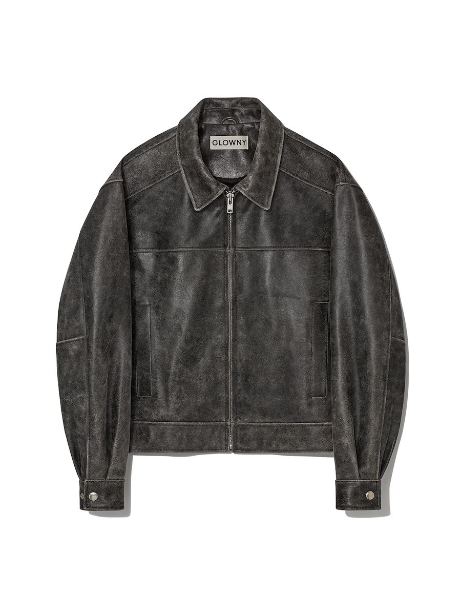 MUSINSA | GLOWNY FADE LEATHER JACKET - REGULAR (BLACK)