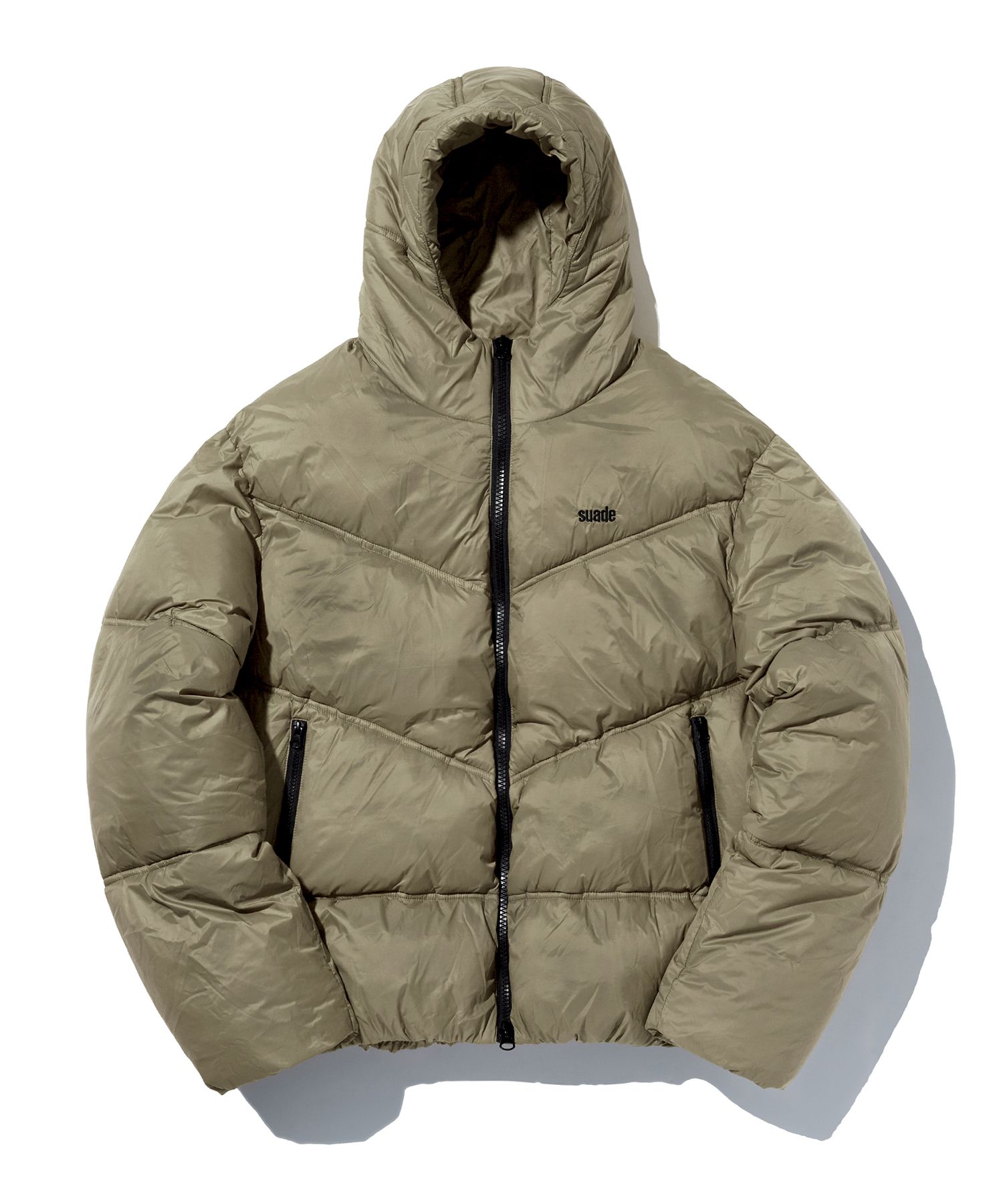 MUSINSA公式 | SUADE フード付きダウンジャケット[カーキ]