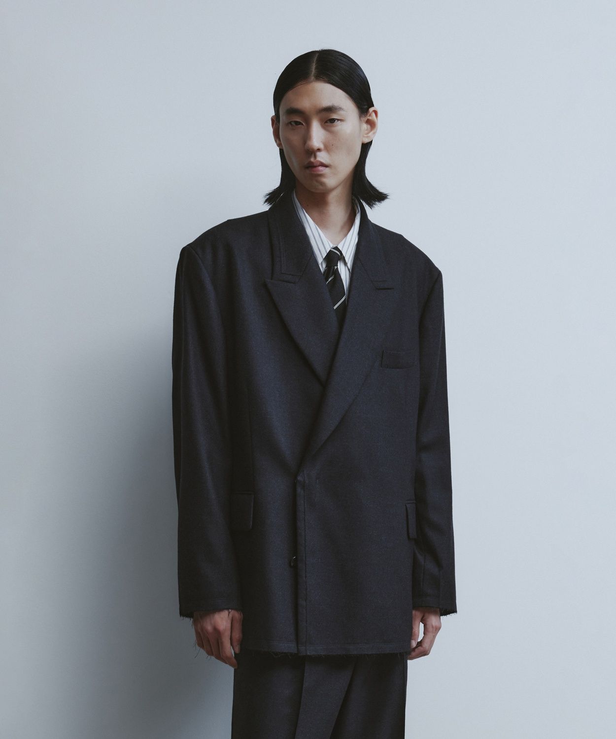 MUSINSA公式 | YOUTH Oversized Double Breasted Jacket - Charcoal Grey