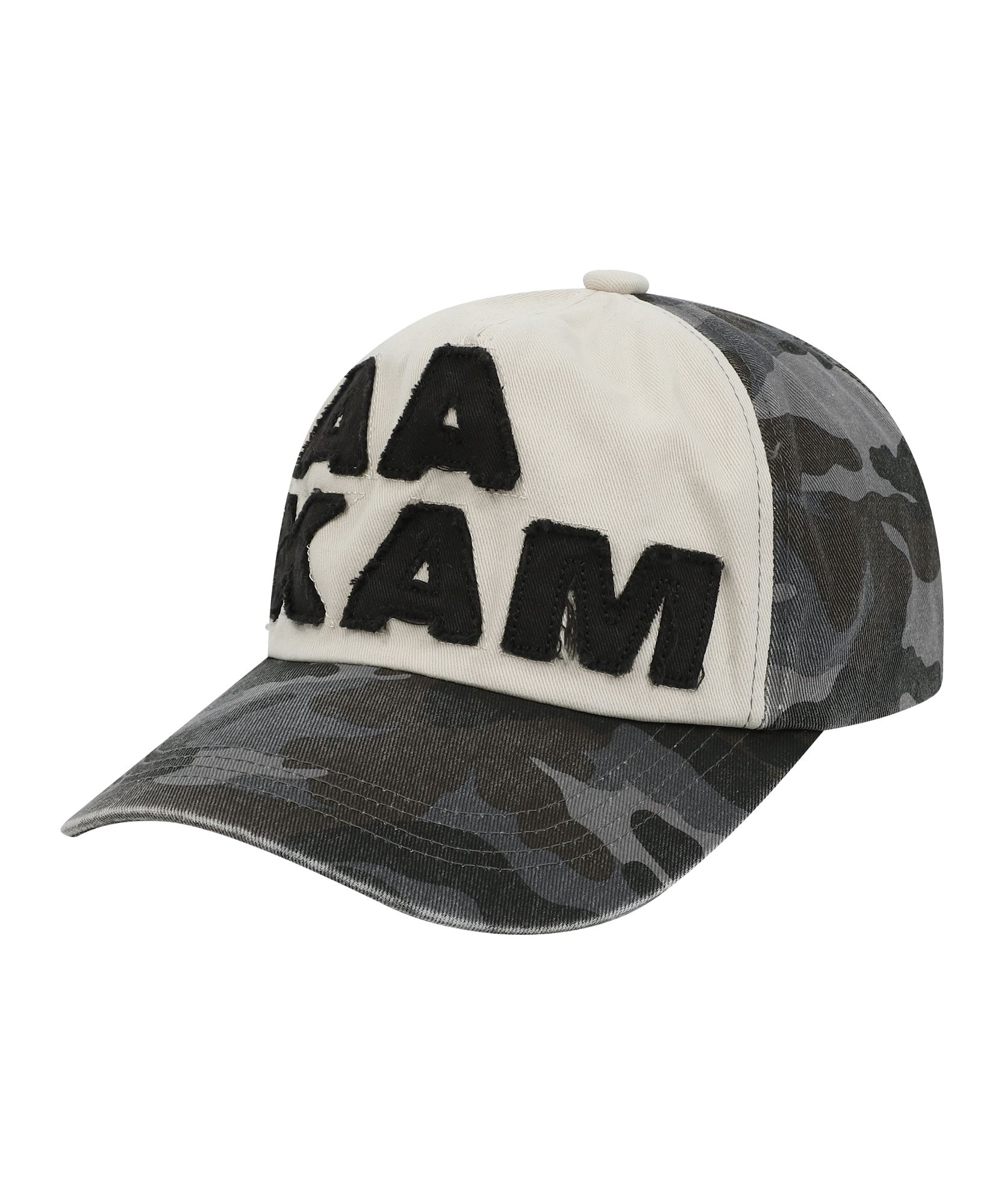 MUSINSA公式 | AAKAM Camouflage Patch Cotton Ball Cap (Black)