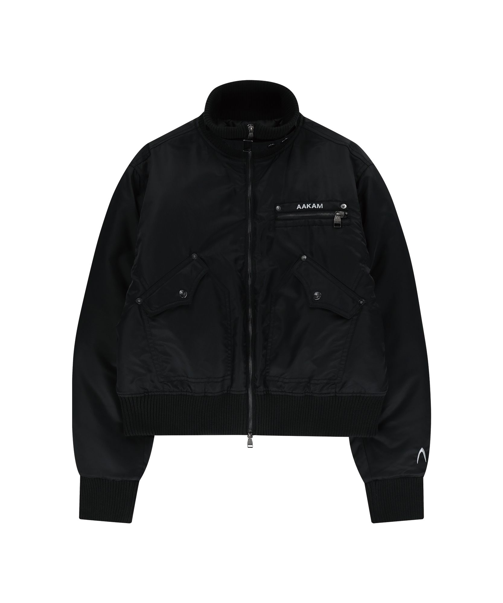 MUSINSA | AAKAM High-Neck Bomber Jacket (Black)
