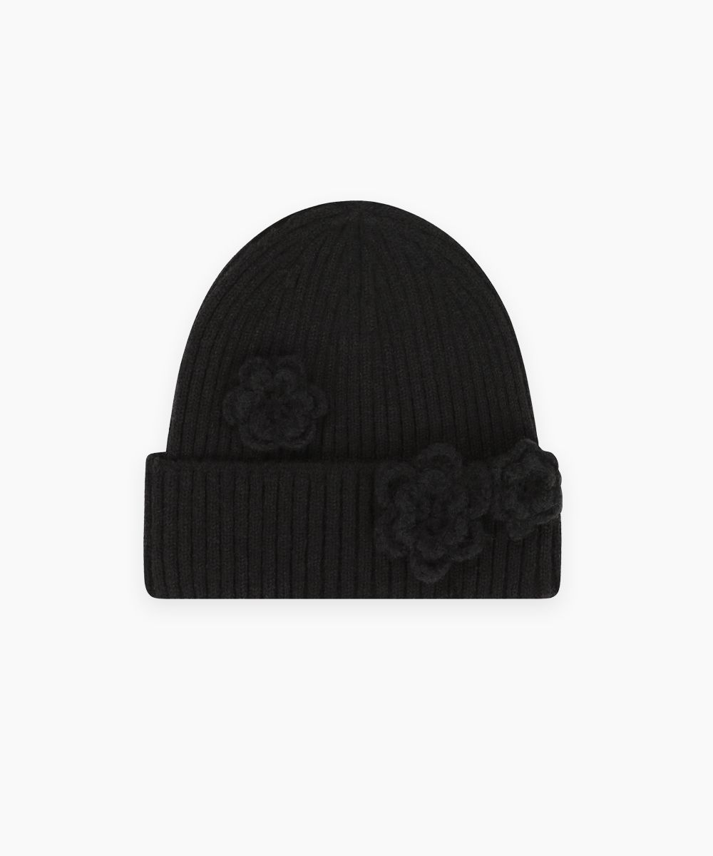 MUSINSA公式 | SINOON Flower Beanie (Black)